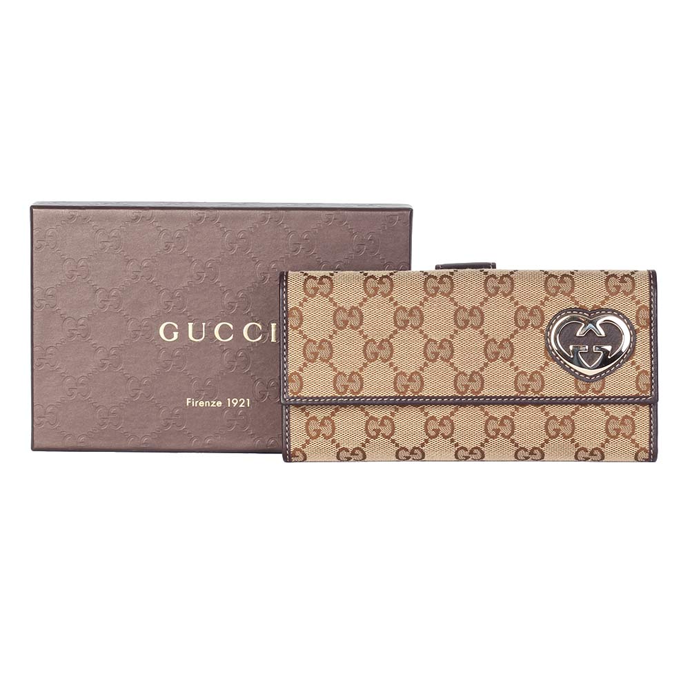 GUCCI Monogram Lovely Heart Continental Wallet Brown – NEW | Luxity