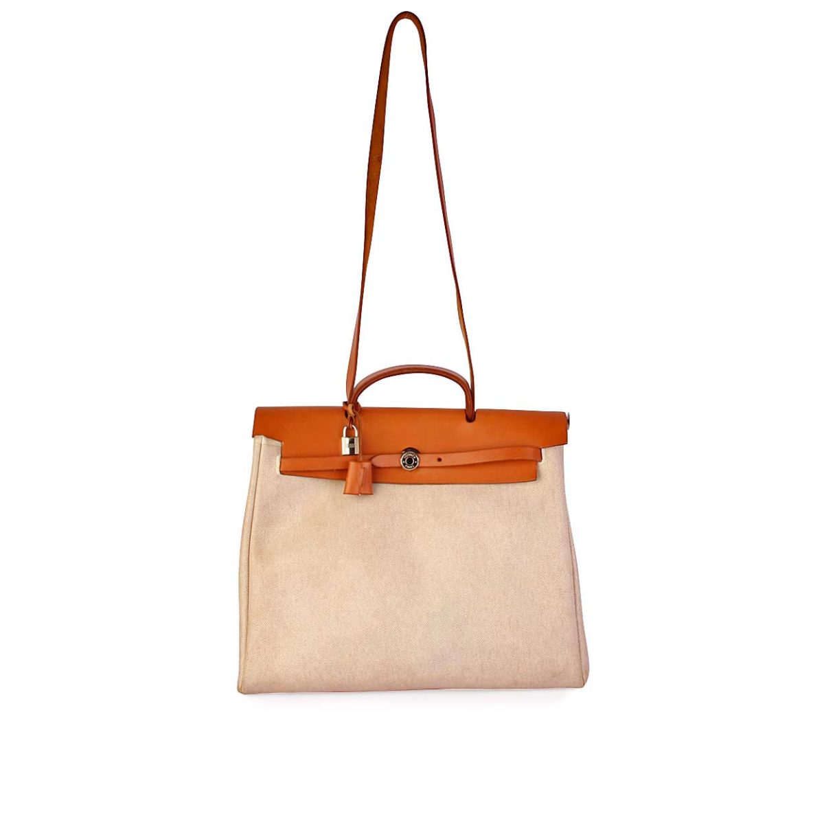 HERMES Leather & Canvas Herbag 2 in 1 Tan/Beige | Luxity
